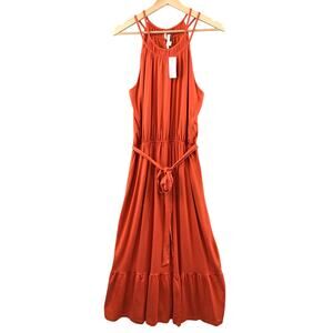 New LOFT Burnt Orange Halter Midi Dress size M